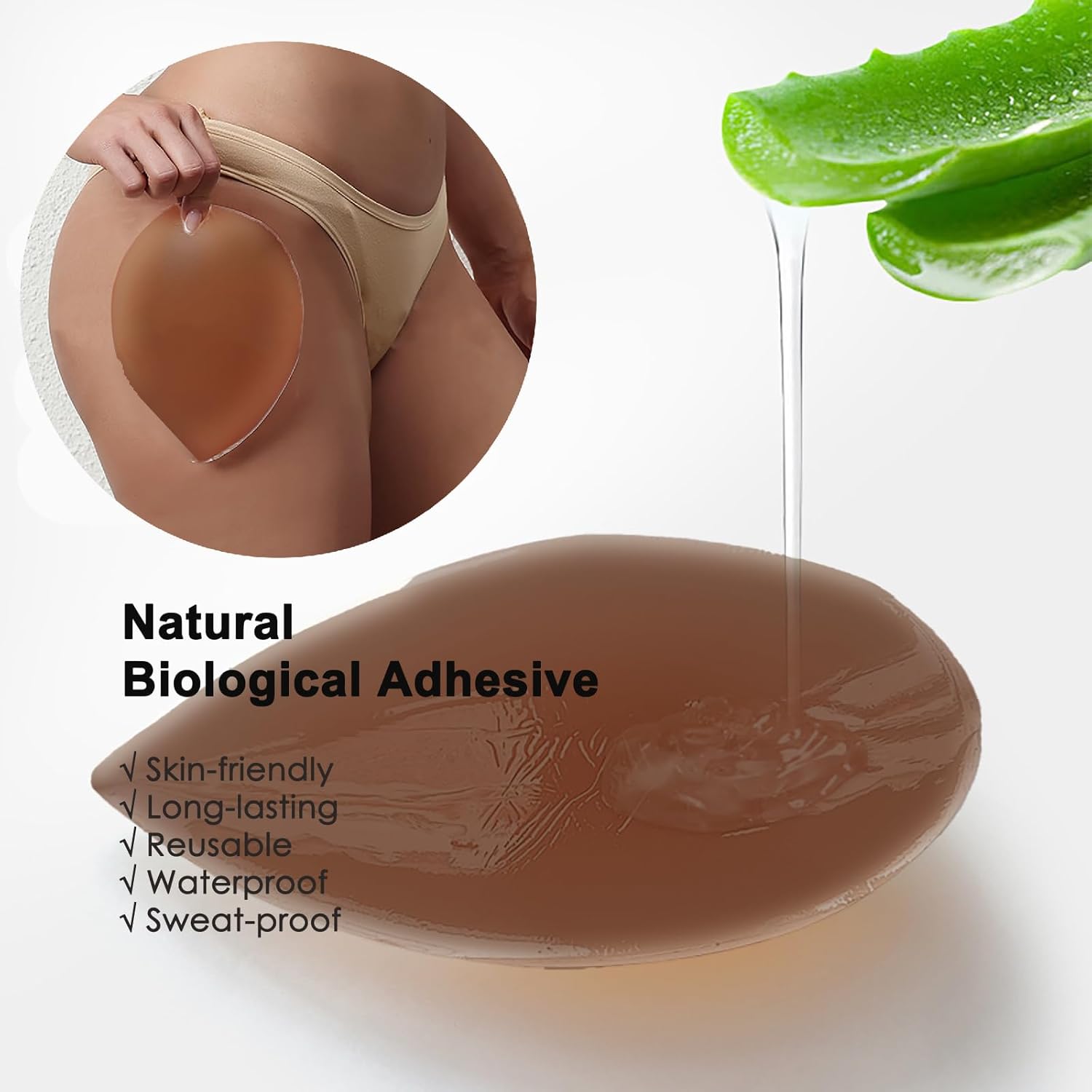 Majurphy 2 Pairs Silicone Hip Pads Adhesive for Women - Reusable Butt Lift Enhancer Pads, Sticky Buttocks Enhancer - Image 5