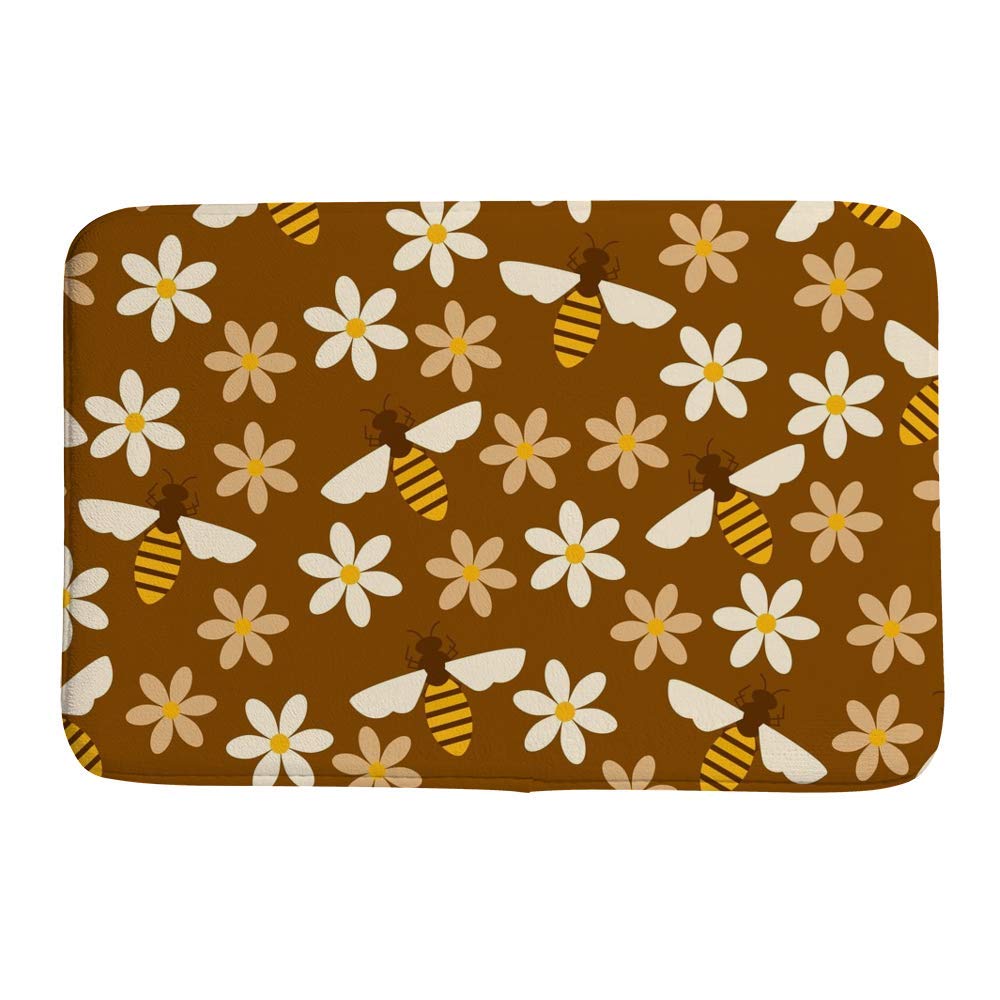 Tapis de salle de bain antidérapant en velours de corail marron CHEHONG 36x61 cm