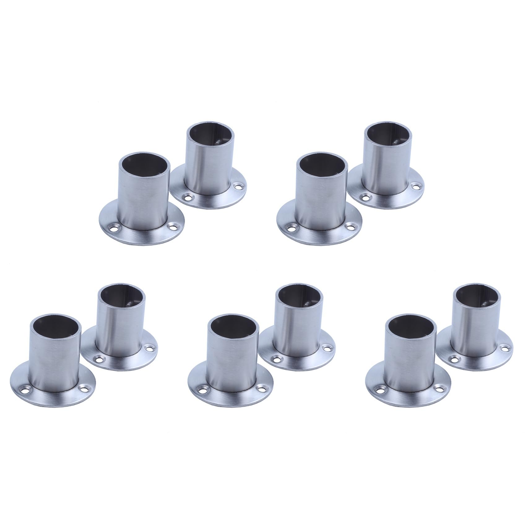 Jnchdghwa Silver For Wardrobe 25Mm Tube Stainless Steel Rail Rod End Support Bracket 10Pcs