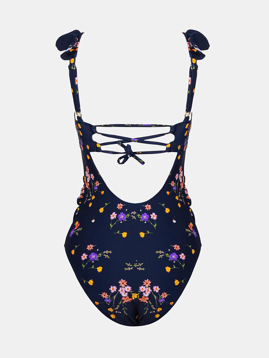 CUPSHE Women Swimsuit Maternity One Piece Bathing Suit Deep V Neck Ruffle Back Tie Ruching Adjustable Straps Swimwear