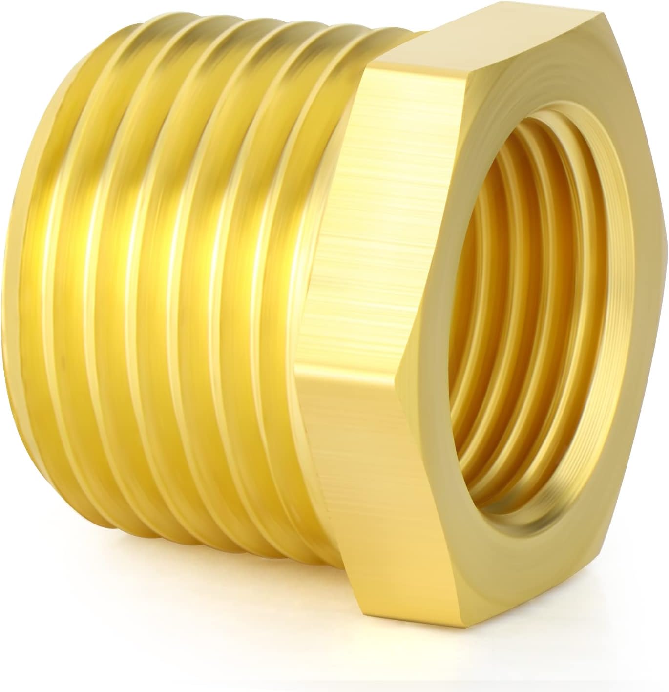 GASHER 10Pcs Brass Reducer Hex Bushing 1" NPT Male x 3/4" NPT Female, Brass Threaded Pipe Fitting