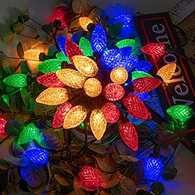 AWQ 100LED 81 FT C9 Christmas String Lights Plug in Fairy Twinkle String Lights 8 Modes Timer Function Waterproof Extendable for Indoor Outdoor Wedding Party Christmas Decoration (100, Multicolor)