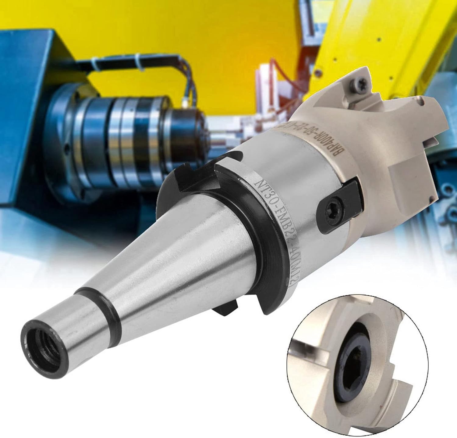 MT2 FMB27 Collet Chuck Holder, BAP400R-50-22-4T Face Mill Cutter, 1604APMT Milling Inserts, CNC Milling Cutter Holder, Precision Tooling (NT30-FMB22+50 Knife disc+APMT1604APMT Knife 4)