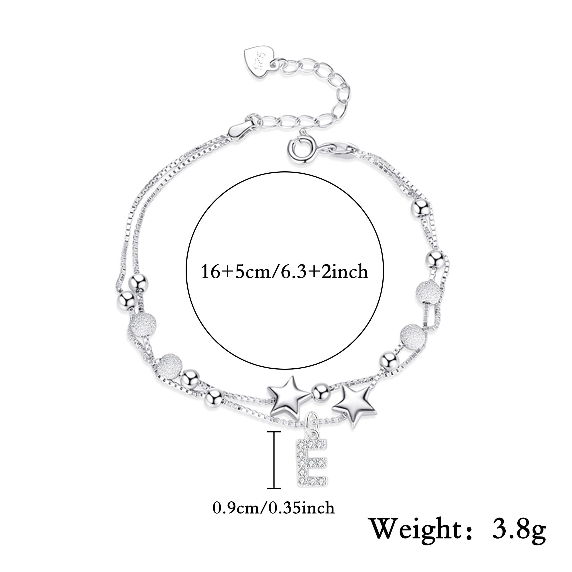 Regalos para Mujeres Pulsera de Plata con Letras Iniciales Regalos Creativos para Amigas Hermanas Colegas Hijas Madres Tías Esposa Navidad Cumpleaños Graduación
