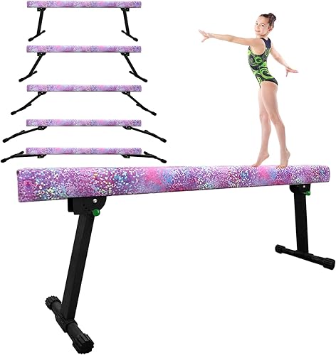 Miniatura 12 de Viga de equilibrio de 2,4 m ajustable y plegable ultrasimple, equipo de gimnasia de barra de piso alto y bajo de ante, no requiere herramientas