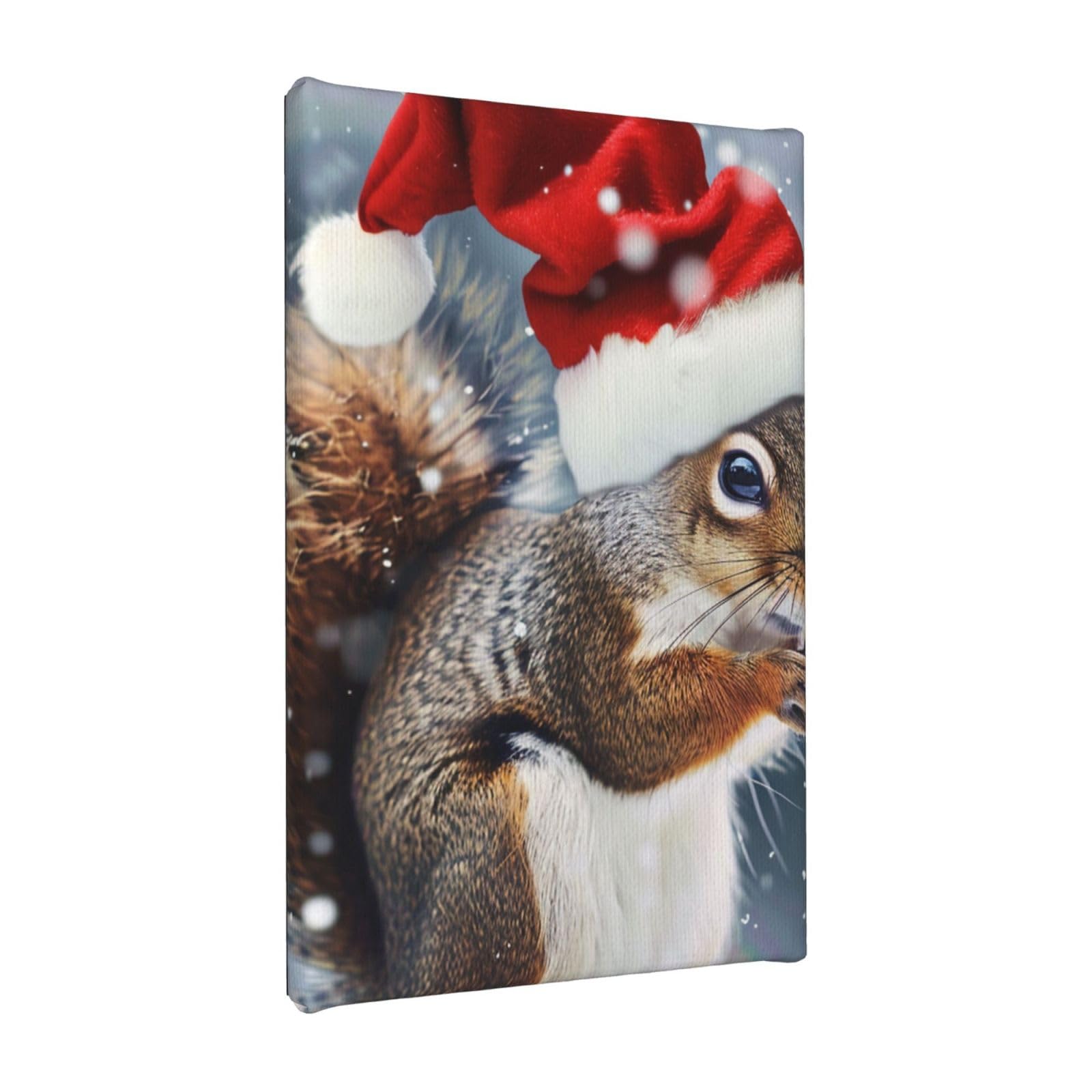 YKLJG Christmas squirrel Printed Wall Art Canvas Painting 20x30 CM Wooden Framed Picture Painting Artwork Prints for Bedroom Kitchen Home Office Decor