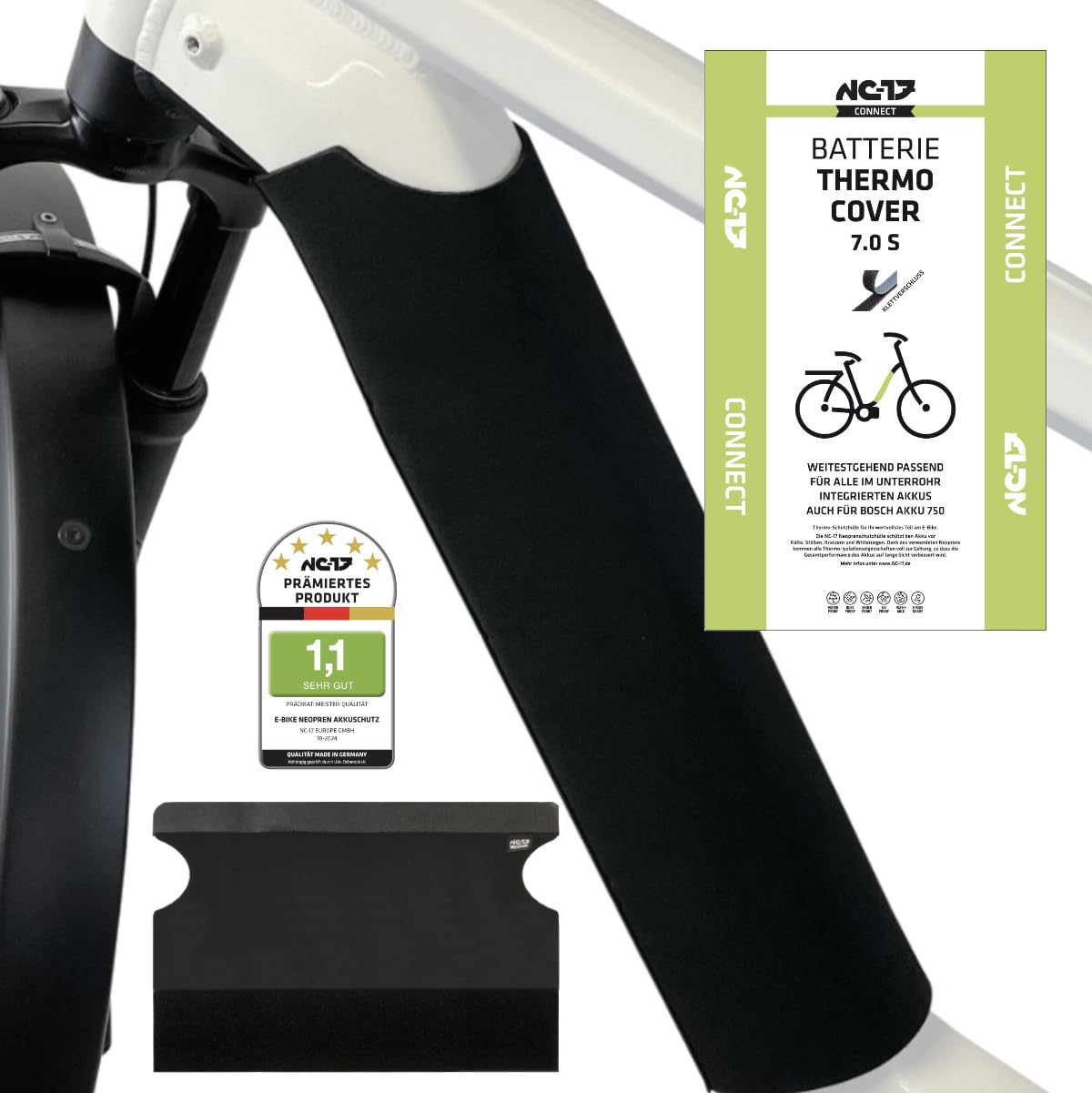 NC-17 E-Bike Protective Case Battery in Down Tube 7.0 S | Ebike Battery Thermal Protection Length up to 57 cm for Integrated Frame Battery | Also for Bosch Battery 750 | 27-38 cm Circumference |