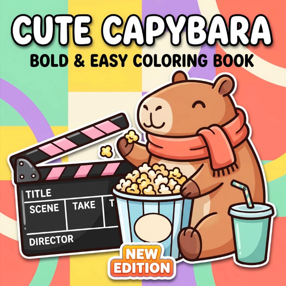 Cute Capybara Coloring Book: A Delightful Collection Of Bold And Easy Pages For Kids, Teens, And Beginners Seeking Calm And Joy