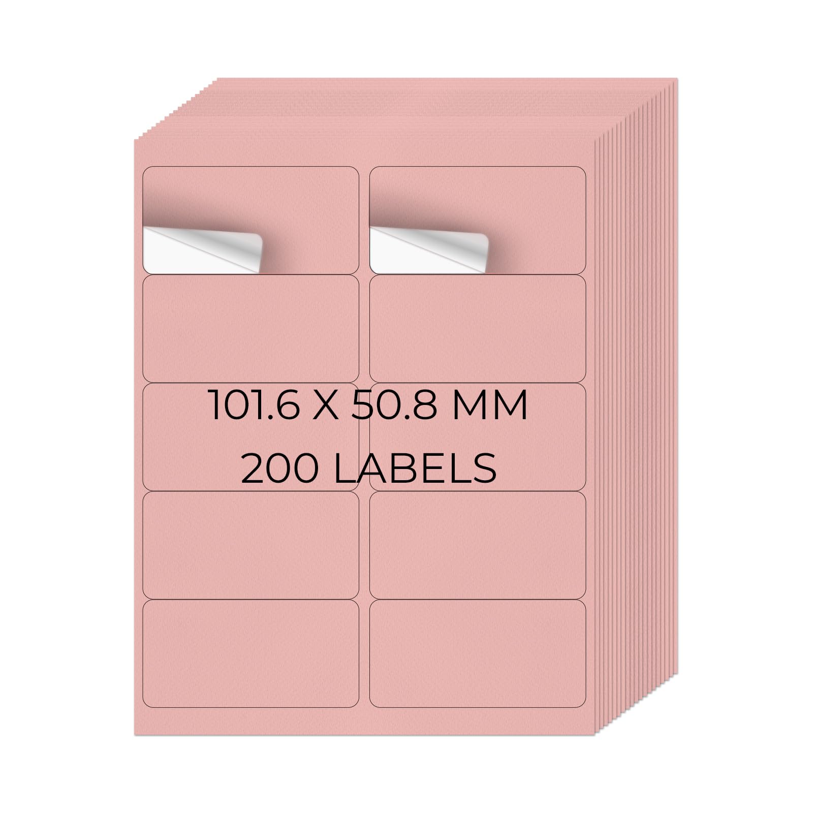 YIKIADA Pink Printable Address 50.8 × 101.6 MM Labels Self-Adhesive Vinyl Shipping Blank Stickers 10 Per Sheet Removable Mailing Decals for Inkjet Laser Printer 20 Sheets