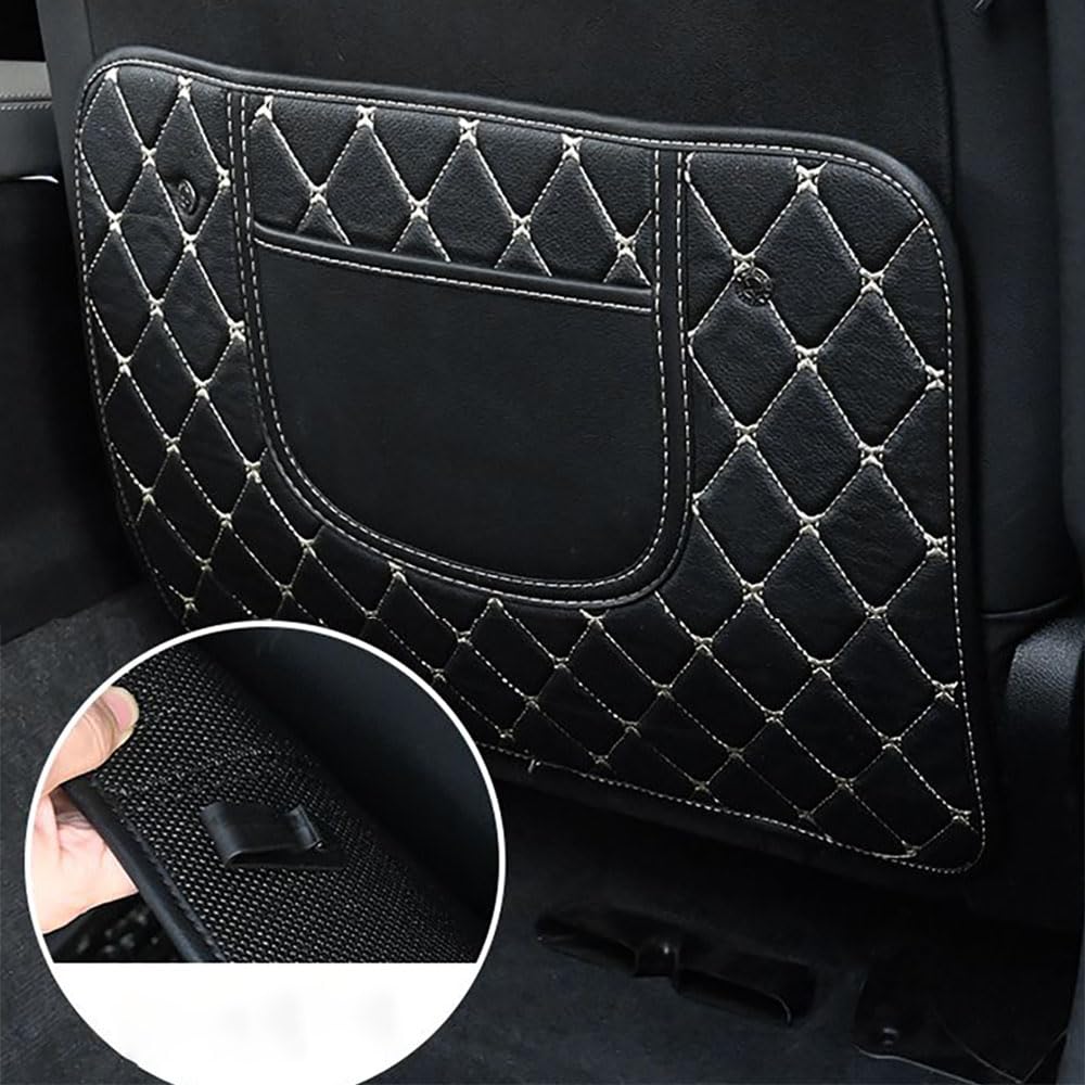 2 Stück Set Auto RüCksitz Anti-Kick Pad für Volvo C40 XC40 XC60 XC90 S60 S90 ,Leder Protektoren Matte Auto Rücksitz Schutzpolster für Kinder Kick-Matten, A/BlackRed