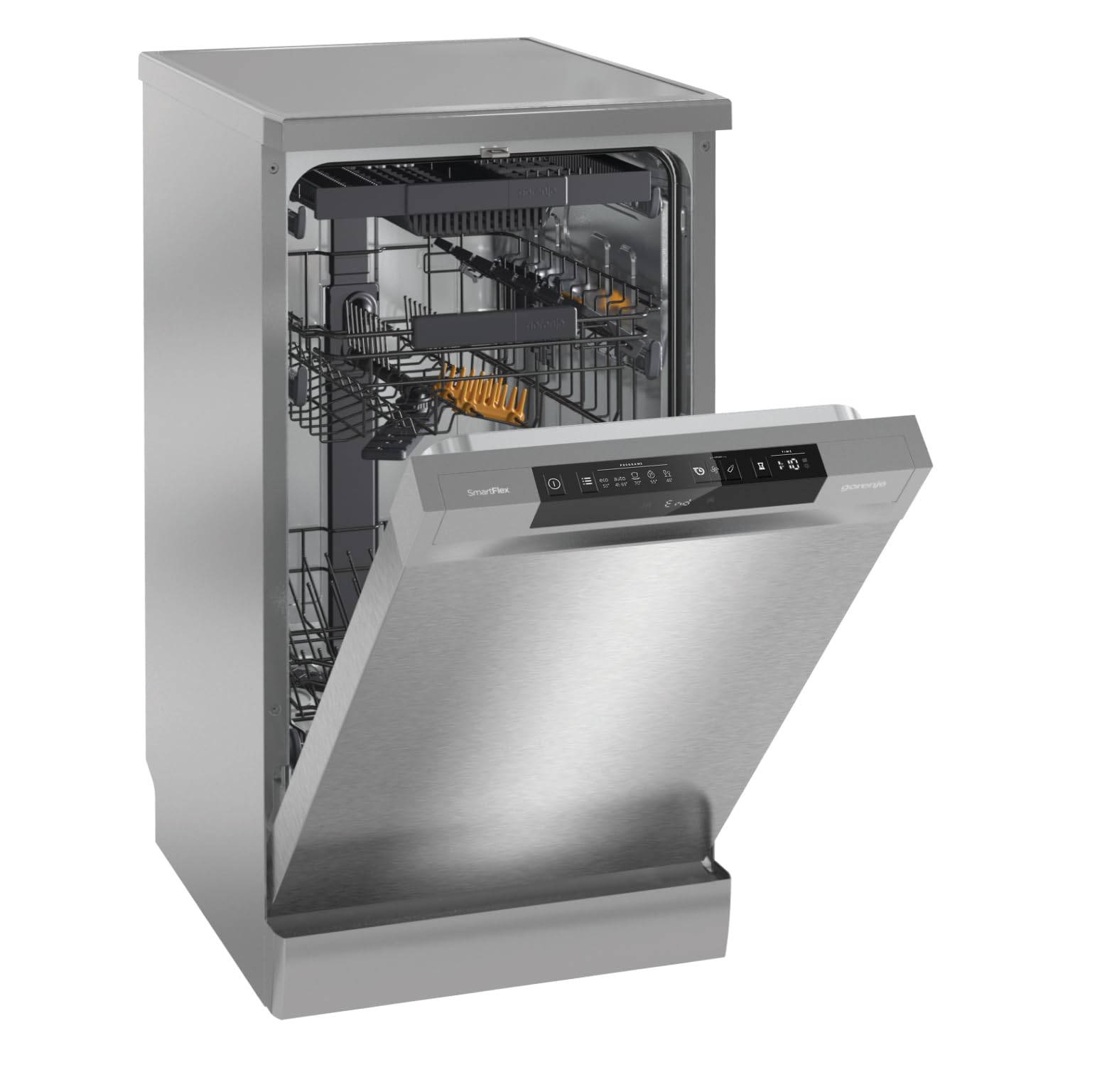 Gorenje GS 541D10 X Freistehender Geschirrspüler / SuperSilent / 11 Maßgedecke / 5 Programme / Programmanzeige / TotalDry / Silber, 45 cm breit