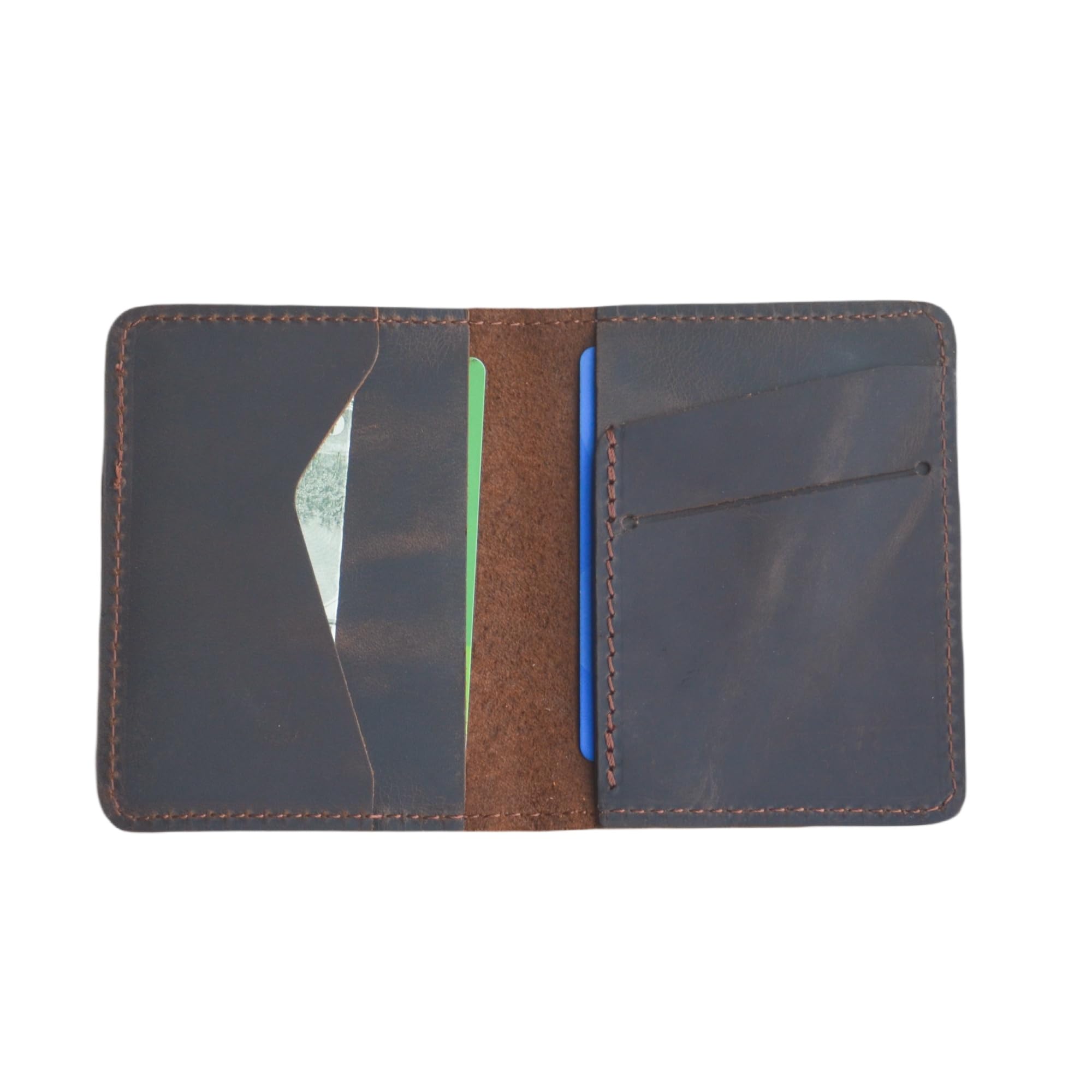 Handmade Distressed Men's Minimalist Leather Wallet Card Holder Wallets for Gifts Brown Flower | Handmade, Distressed, Minimalist, Wallets, for Gifts,