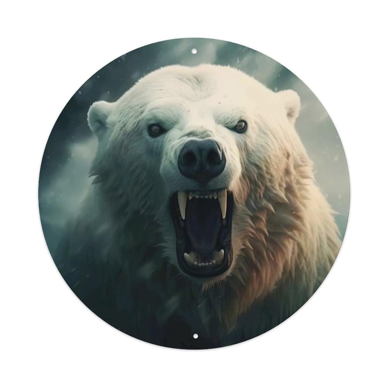 The Roar of The Polar Bear Animal Vintage Metal Tin Sign Plaque Wall Decor for Cafe, Club Bar, Office, Garden Metal Poster 8x8Inch