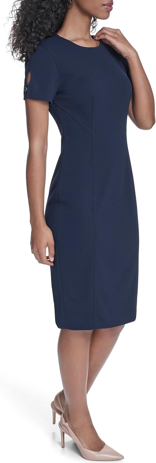 Calvin Klein Womens Seamed Scuba Crepe Sheath Dress - Image 3