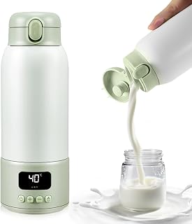 Tragbarer Flaschenwärmer Baby Unterwegs, 500ml Große Kapazität Babyflaschenwärmer Schnelle Erwärmung Muttermilch Wasser Oder Milch, 37-70℃ einstellbare Temperatur