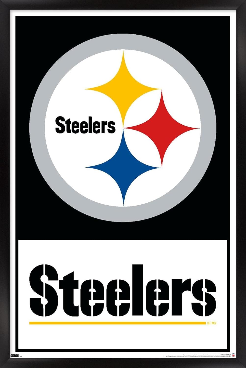 NFL Pittsburgh Steelers - Logo 21 Wall Poster, 34L" x 22.4W", Black Framed Version
