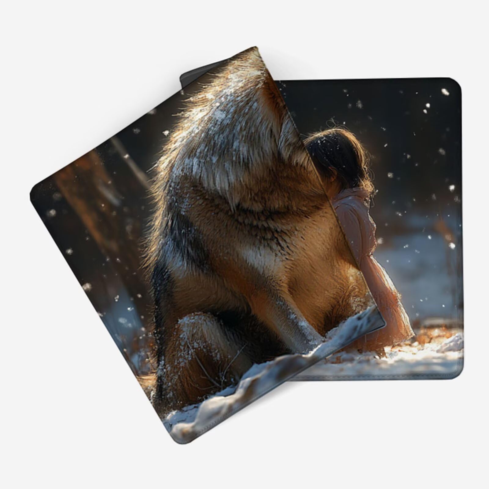 Podkładka pod mysz XXL 1200 x 600 x 3 mm, szara podkładka pod mysz Wolf ze zszytymi krawędziami, antypoślizgowa gumowa podstawa rozszerzona podkładka pod mysz do gier na pad do biura PC akcesoria do