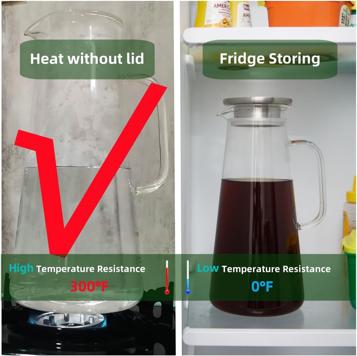 Karafu 68 Oz/2 Liter Pitcher, Glass Pitcher with Lid, Easy Clean and Heat Resistance Borosilicate Glass Jug for Hot or Cold Water, Milk, Ice Tea and Juice Beverage - Image 5