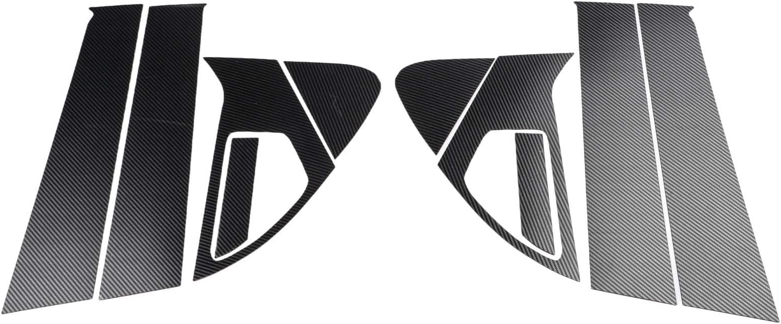 Car Window Pillar Posts Door Trims Cover Sticker Set Glossy Black Carbon Fiber Black Polycarbonate Exterior Mouldings For Nissan Juke 2011 2012 2013 2014 2015 2016 2017(Carbon fiber look)