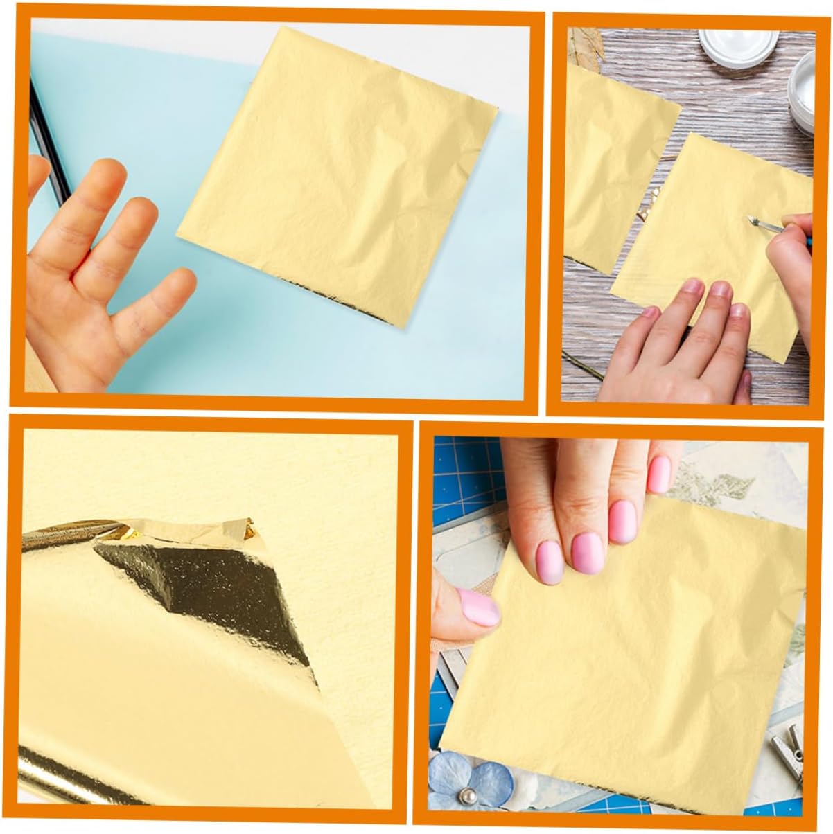 LIGHTAOTAO Gold Foil Sheets for Crafting 200 Pack Imitation Gold Flakes for Arts DIY Decorations Gilding and Painting Supplies