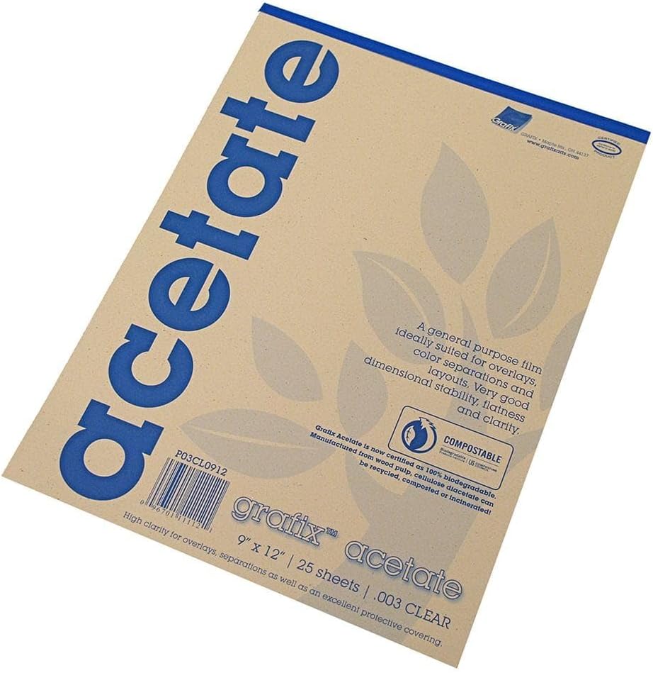 Grafix : Clear Acetate Pad 11x14 inches 0.003 : 25 Sheets