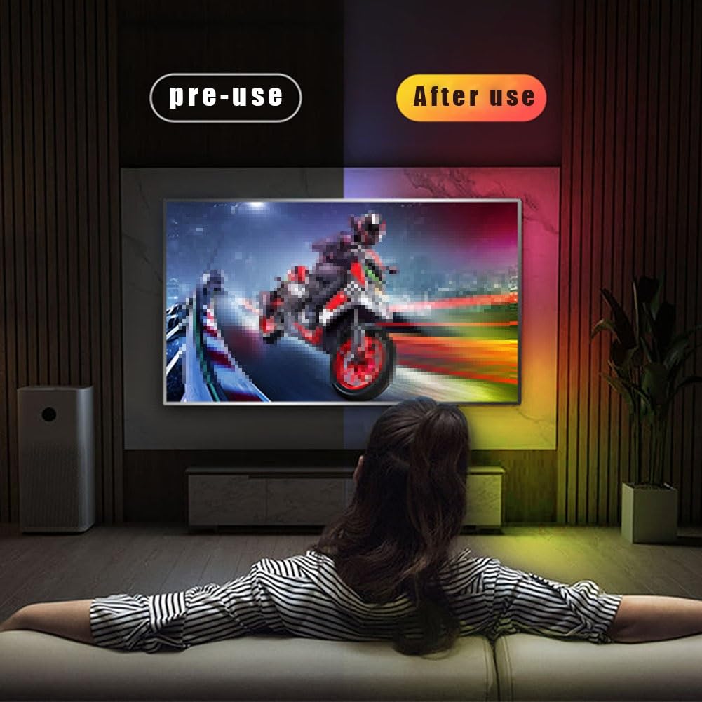 Striscia LED RGB da 5m,Striscia LED for TV,Suono e luce HDMI,Striscia illuminazione ambientale for computer con sincronizzazione immagine schermo,Striscia LED indirizzabile con controllo APP Bluetooth