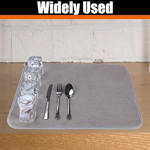 Miniatura 7 de Paquete de 2 tapetes de microfibra para secado de platos para encimera de cocina, almohadilla grande de secado de platos de 24 x 17 pulgadas,