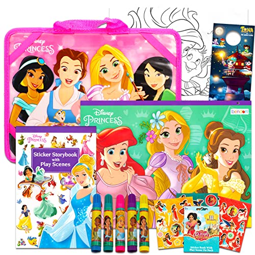 Disney Princess Lap Desk Activity Set for Kids - Disney Princess Arts and Crafts Bundle with Lap Desk, Coloring Book, Stickers, Games, Puzzles and More | Disney Princess Travel Lapdesk Pack