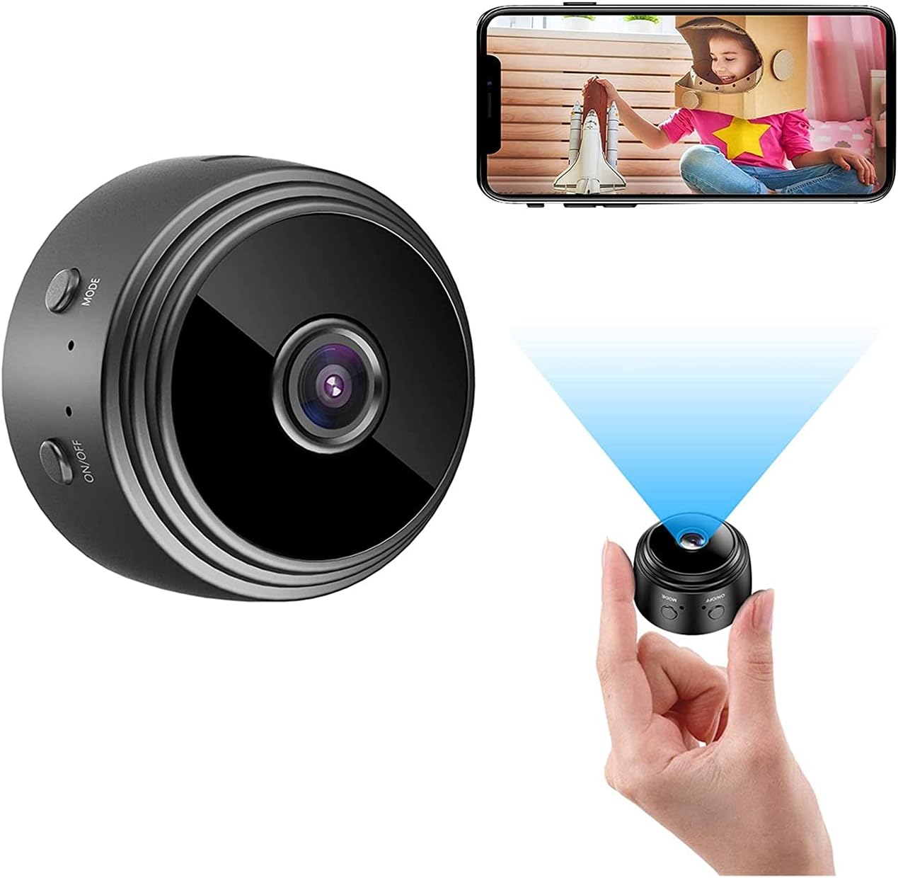Burxoe Mini WiFi Spy Camera HD 1080P Wireless Hidden Camera Video Camera Small Nanny Cam with Night Vision and Motion Activated Indoor Use Security Cameras Surveillance Cam for Car Home Office, Black