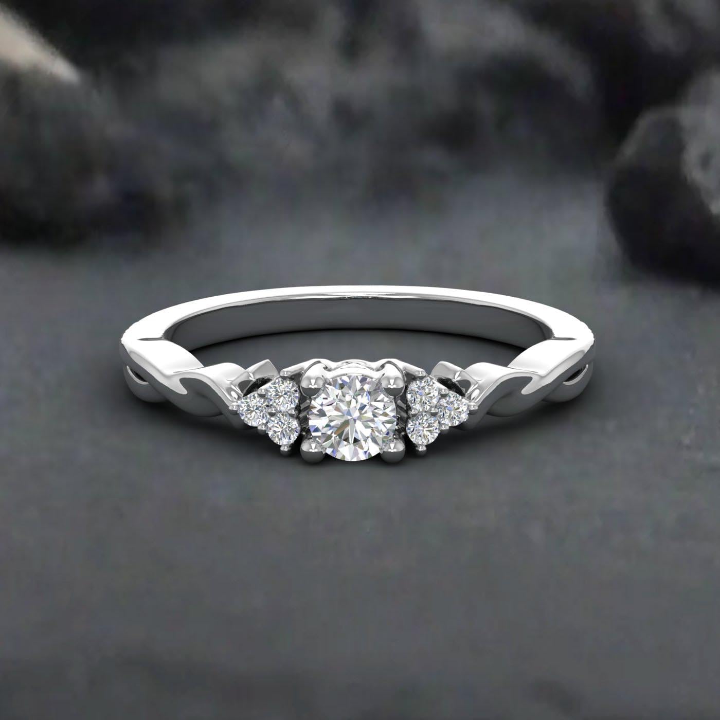 1/4 Carat Round Diamond Engagement Ring in 10K Gold