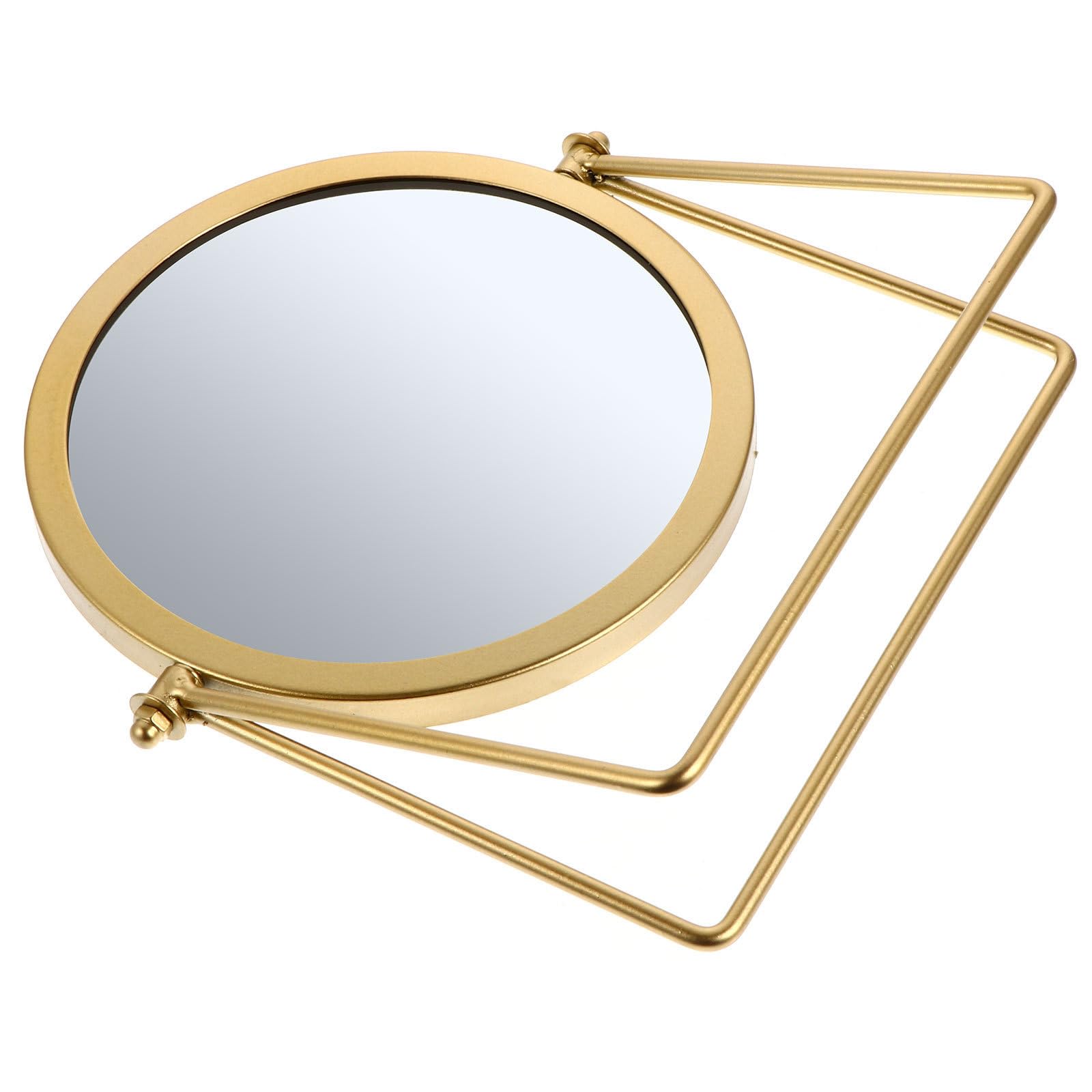 Espejo de maquillaje dorado de metal NIYANGLE con diseño moderno funcional