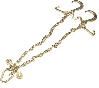 WFLNHB Tow Chains with Hooks G70 5/16in x 3ft V-Chain Bridle 15in/8in J Hooks Towing Chain T-Hook J-Hook w/Grab Hooks