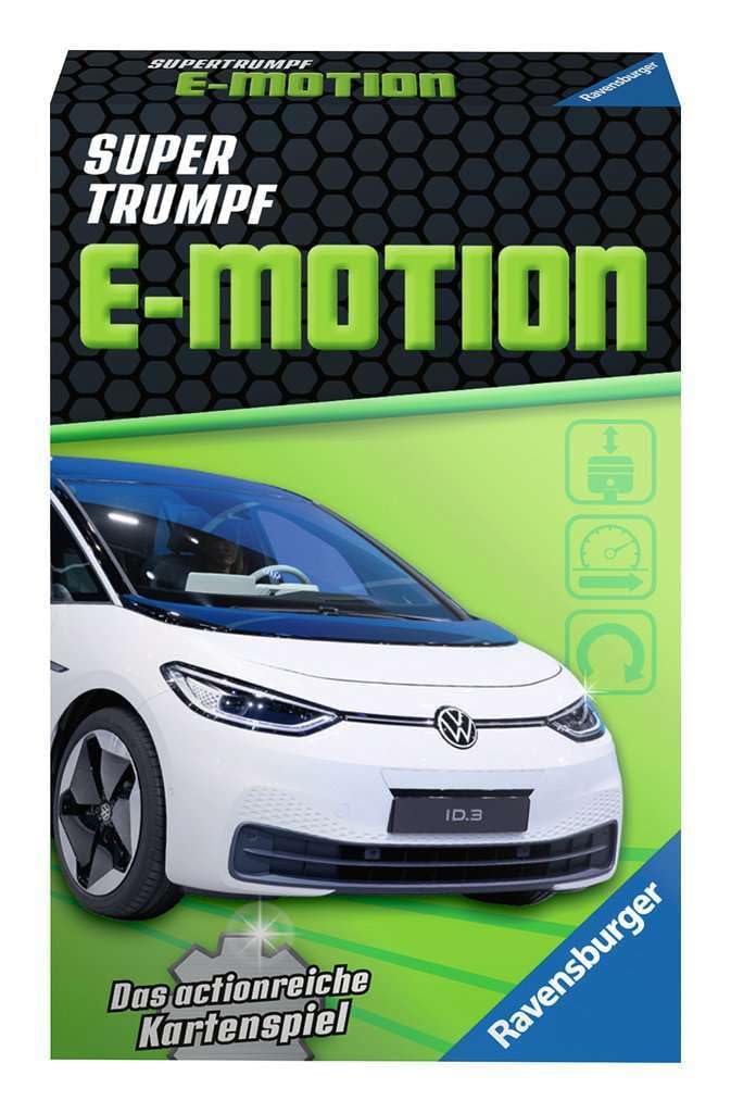 Ravensburger Children's Card Games 20682 - Card Game, Supertrumpf E-Motion, Quartet and Trump Game for Technology Fans from 7 Years