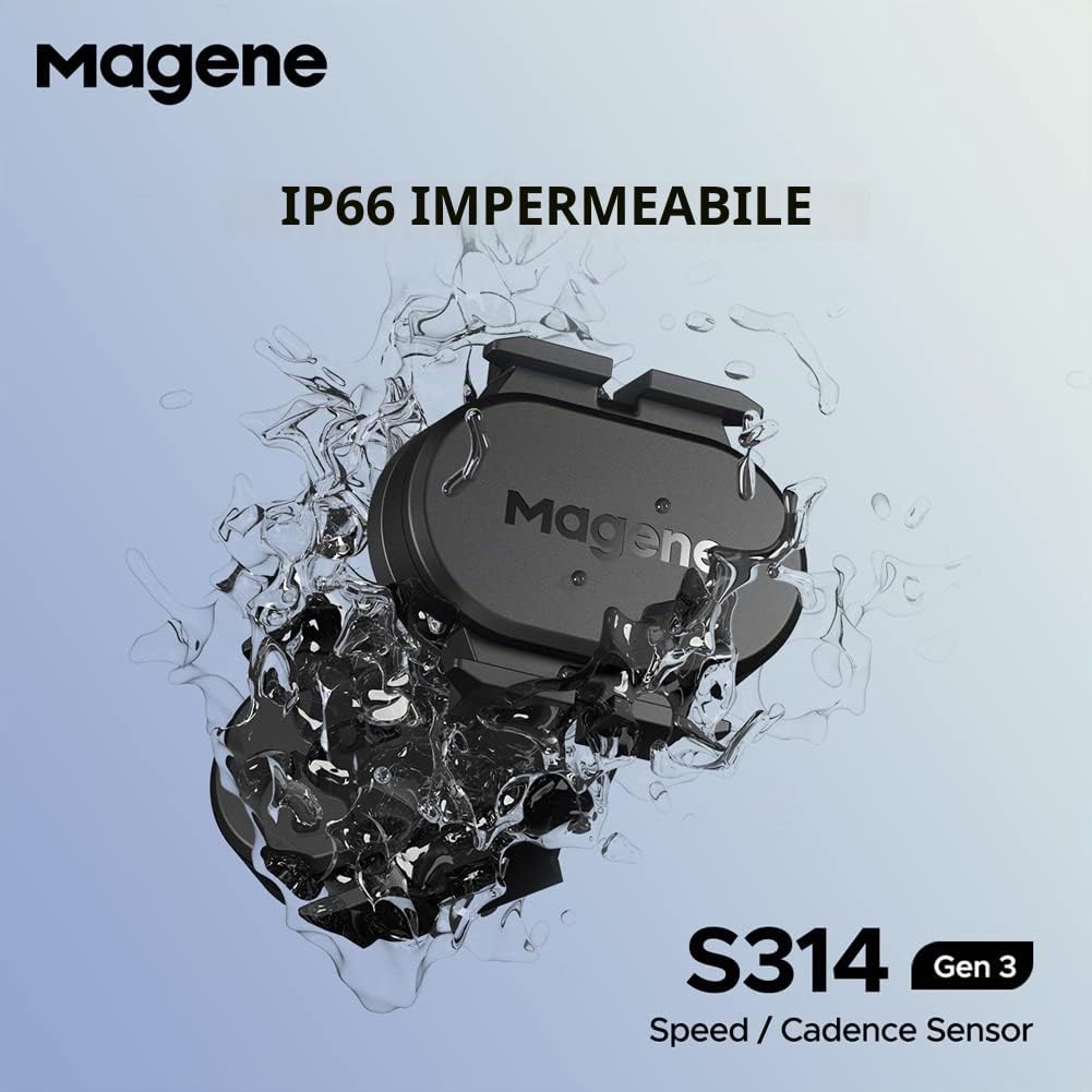 Magene S314 Sensore di velocità e cadenza Sensore di velocità per bicicletta wireless Sensore di cadenza di velocità ANT+ e Buletooth 5.0 Compatibile con computer da bici, Zwift e altro