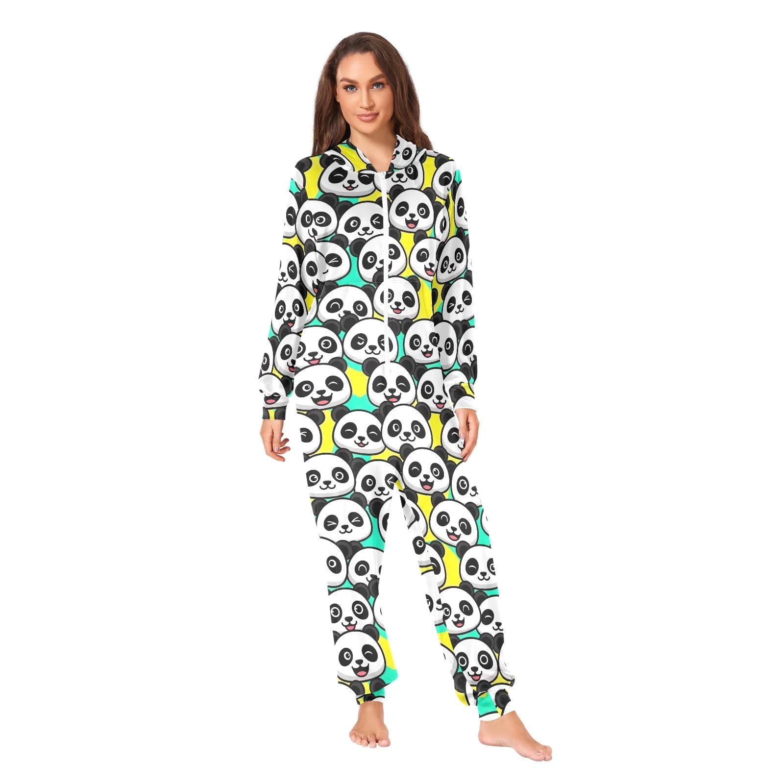 Pigiama intero da adulto, unisex, con panda, per Halloween, cosplay, Natale, pigiama