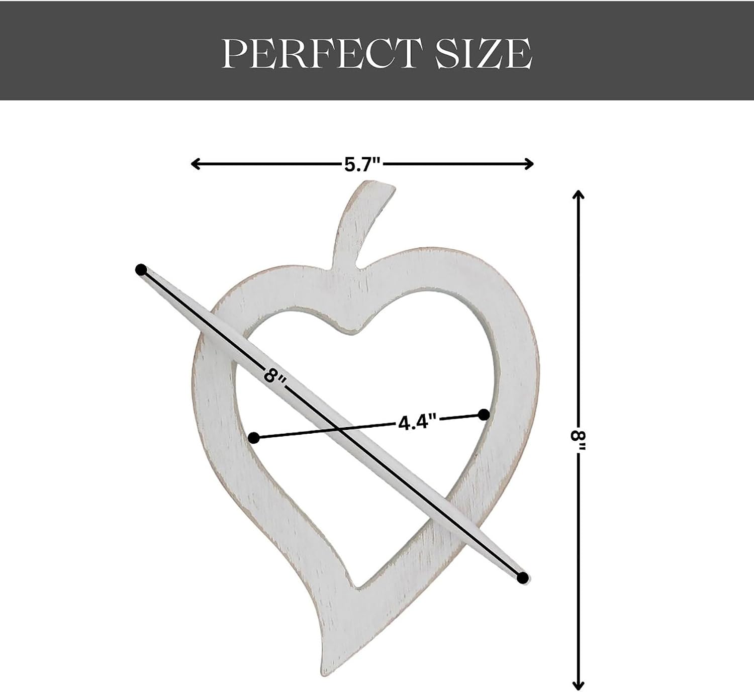 Set of 2 Wooden Heart Curtain Tiebacks – Decorative and Functional Design – White