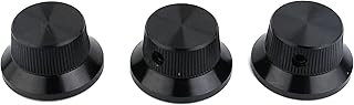 Guyker Electric Guitar Bass Control Potentiometer Knobs, Hat Top Metal Volume Knob Replacement Parts (3 Piece, Black)