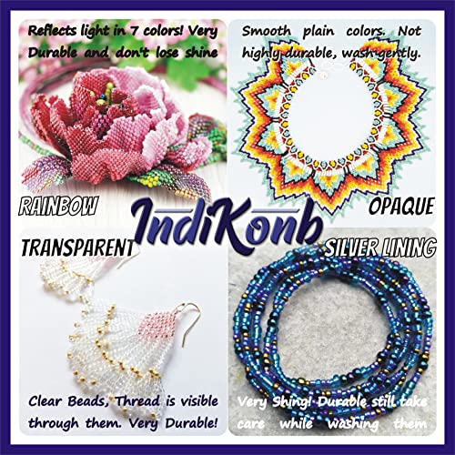 Image of INDIKONB 40 Colour 4 mm - 6 /0 Seed Beads Jewellery Making Material - Includes Small Multicolor Seed Beads & Nylon Wire Thread - Jewelry Making Set for Embroidery Work, Art and Craft - | OTSR 40 - L |