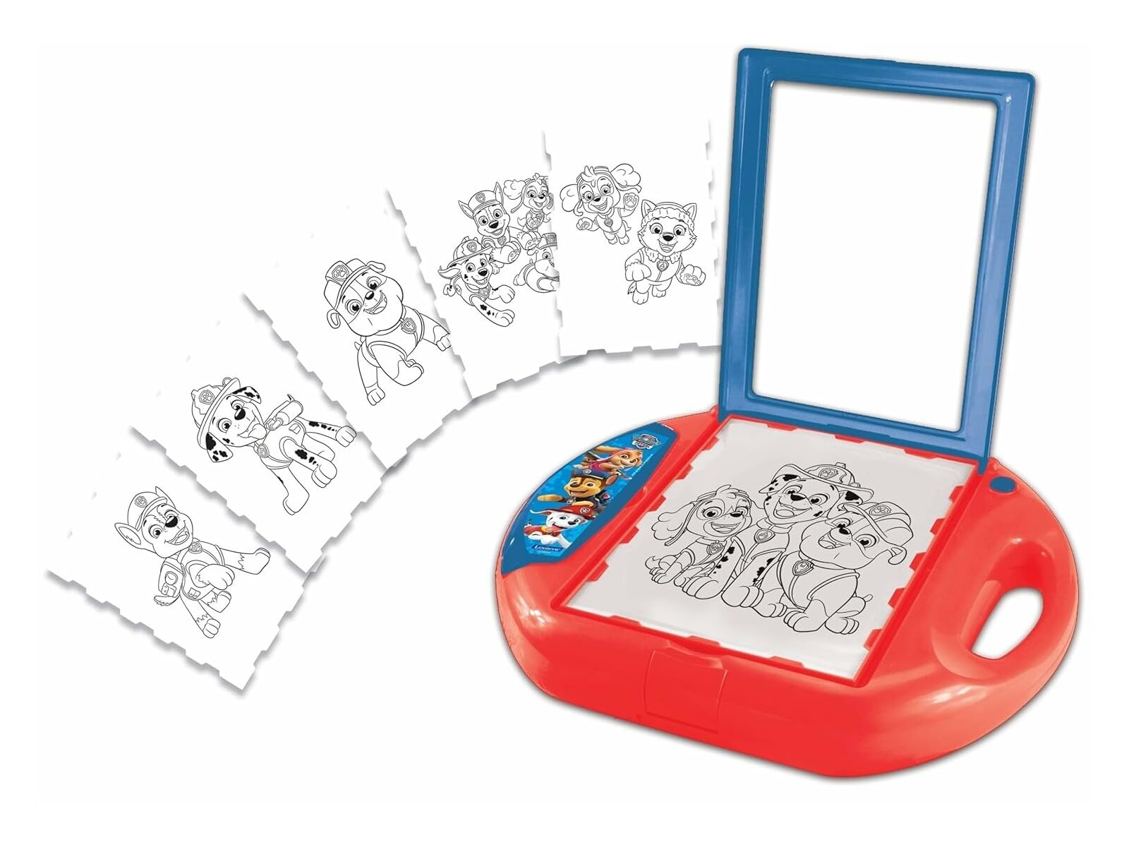 Lexibook, Paw Patrol, Proiettore da Disegno, 4 assorbenti, 10 Modelli, Schermo Luminoso, 1 Penna Inclusa, Giocattolo Artistico e Creativo per Ragazze e Ragazzi, Rosso/Blu, CR310PA | 4 timbri, 10 stencil, 1 matita, display luminoso, giocattolo creativo, pe