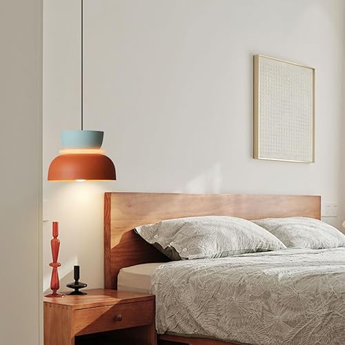 Miniatura 7 de Lámpara colgante de techo moderna de mediados de siglo, naranja azul marino 2 colores granero macarrón, lámpara colgante moderna nórdica de