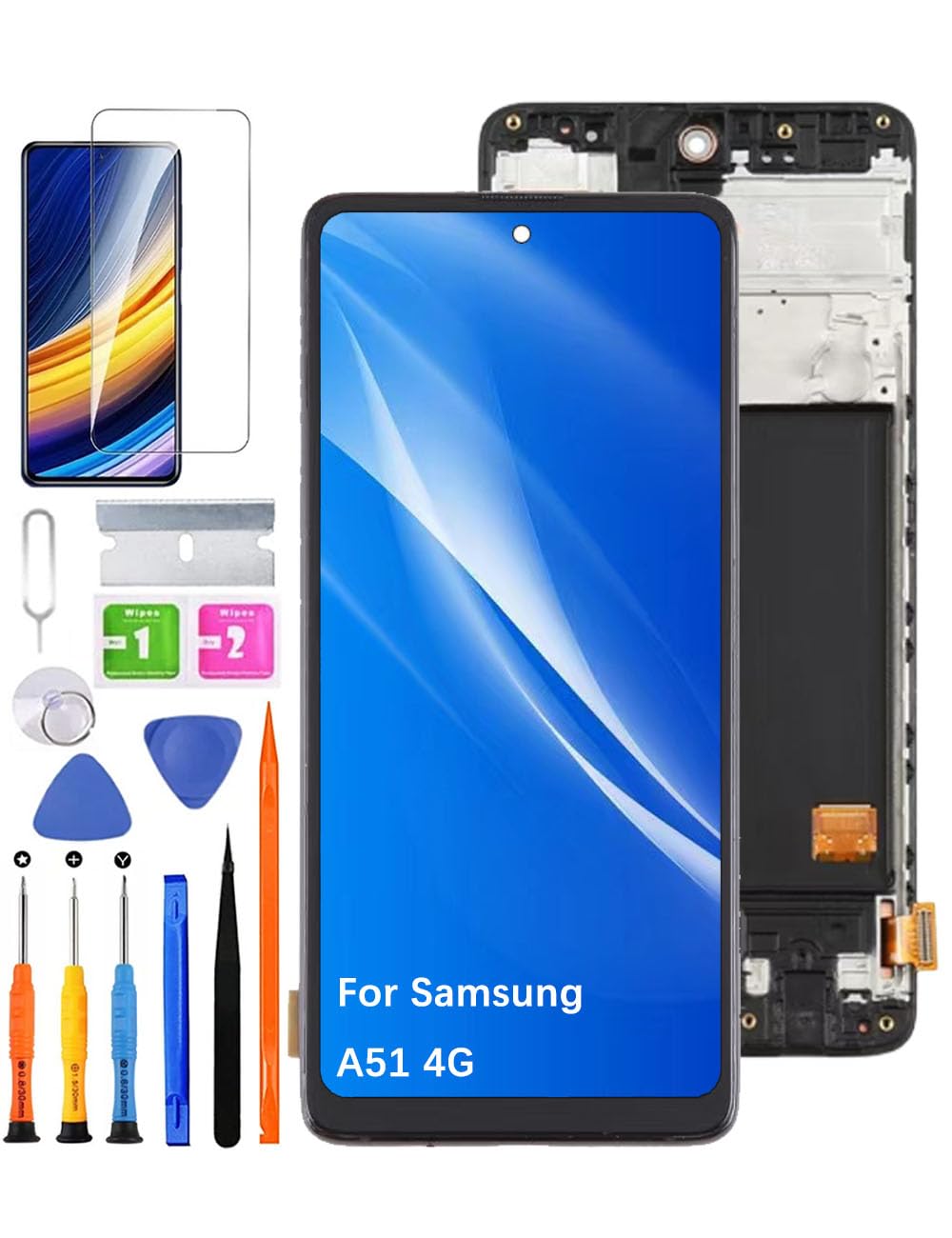 Display di ricambio per Samsung Galaxy A51 4G LCD TFT A515F A515U A515W A515X S515DL LCD Display Touch Digitizer Assembly Kit parti di riparazione (senza impronte digitali, nero con cornice)