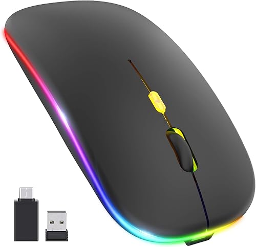 Miniatura 1 de Actualización Mouse inalámbrico LED mouse delgado y silencioso 24G mouse portátil óptico de oficina con USB y receptor tipo c 3 niveles de DPI