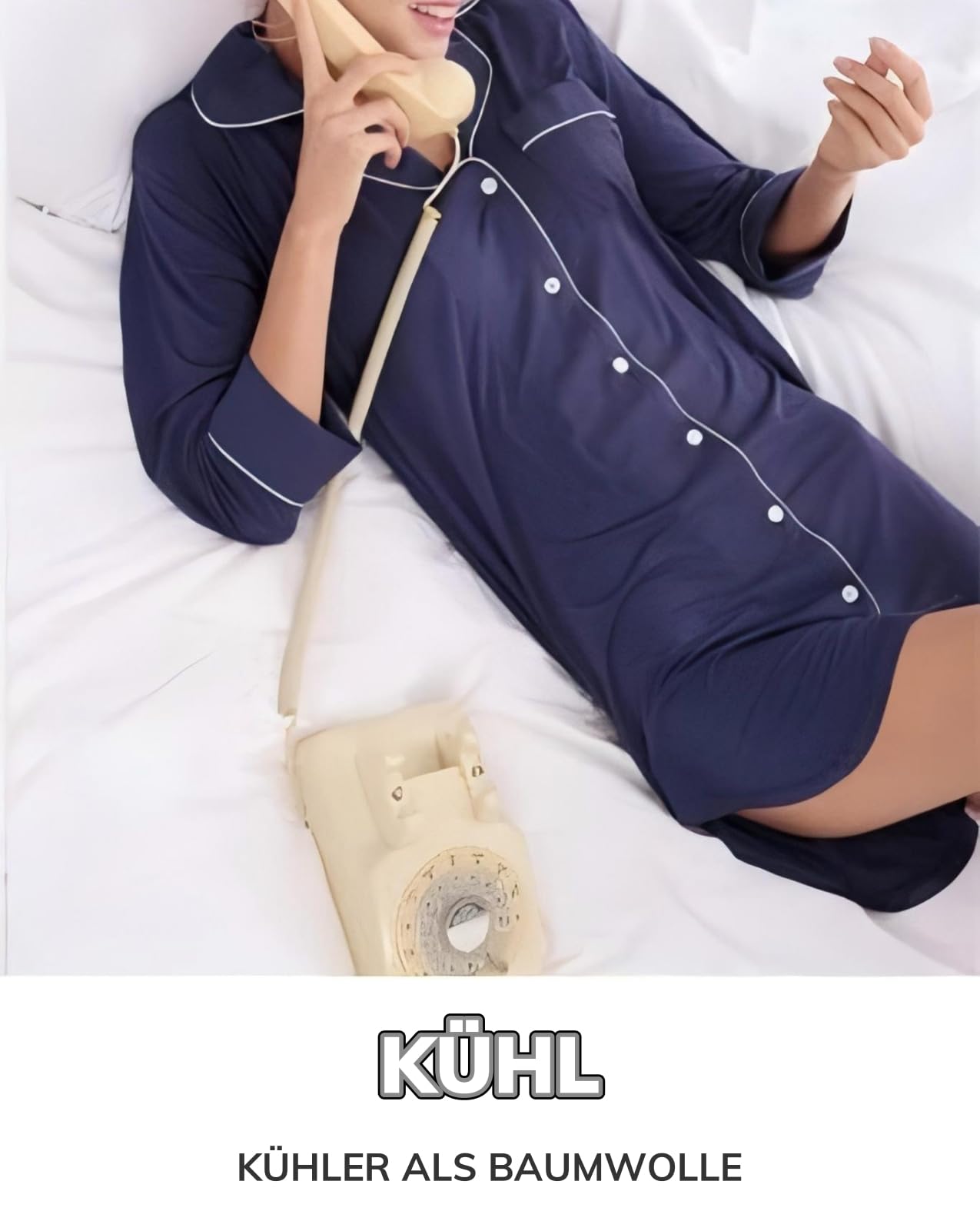 Joyaria Damen Nachthemd Langarm Durchgeknöpft Knopfleiste Pyjama Schlafshirt/Nachtkleid Kurz