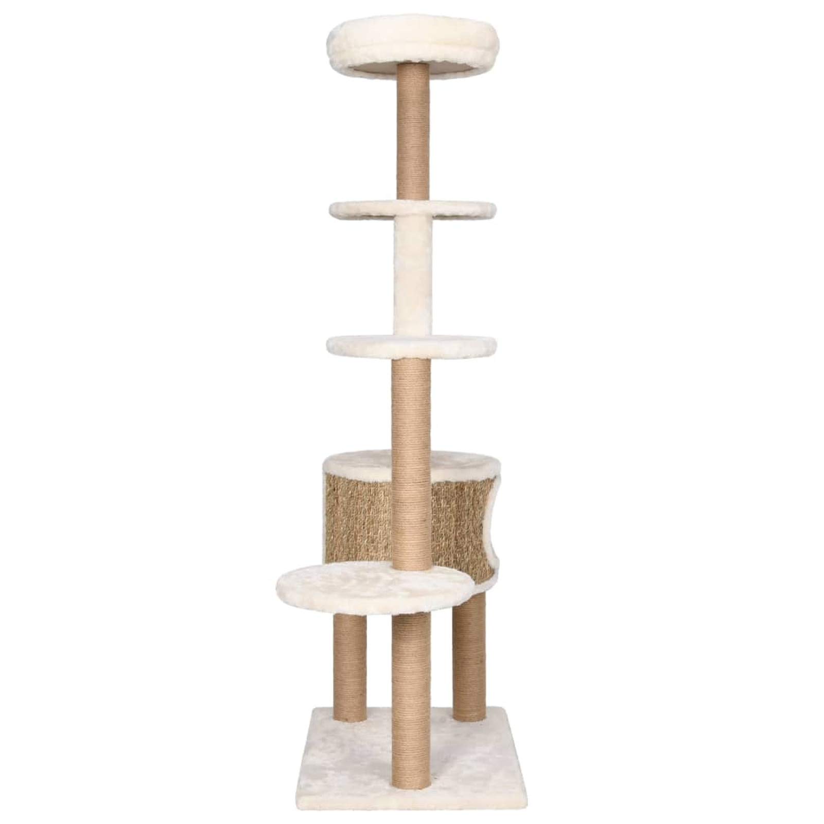 Albero per Gatti con Cuscino Lusso e Tiragraffi 148cm in Giunco,Albero per Gatti,Alberi Tiragraffi per Gatti-170978