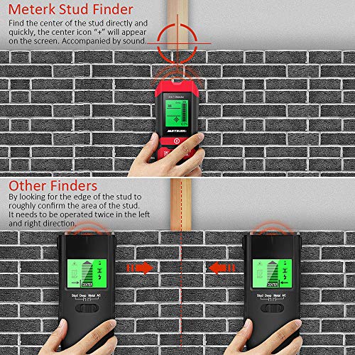 Stud Finder Sensor Meterk Wall Scanner - 5 in 1 Electronic Center Finder Multi-Functional Wall Finder Detector with LED/Sound Warning for Wood Stud/Metal/Live AC Wire/Moisture Detection - Thumbnail 3