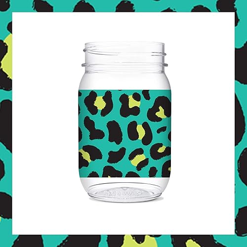 Miniatura 6 de TOSSWARE POP - Tarros de 16 onzas, juego de 6 piezas de plástico reciclable, irrompible y transparente, tarros Mason con impresión