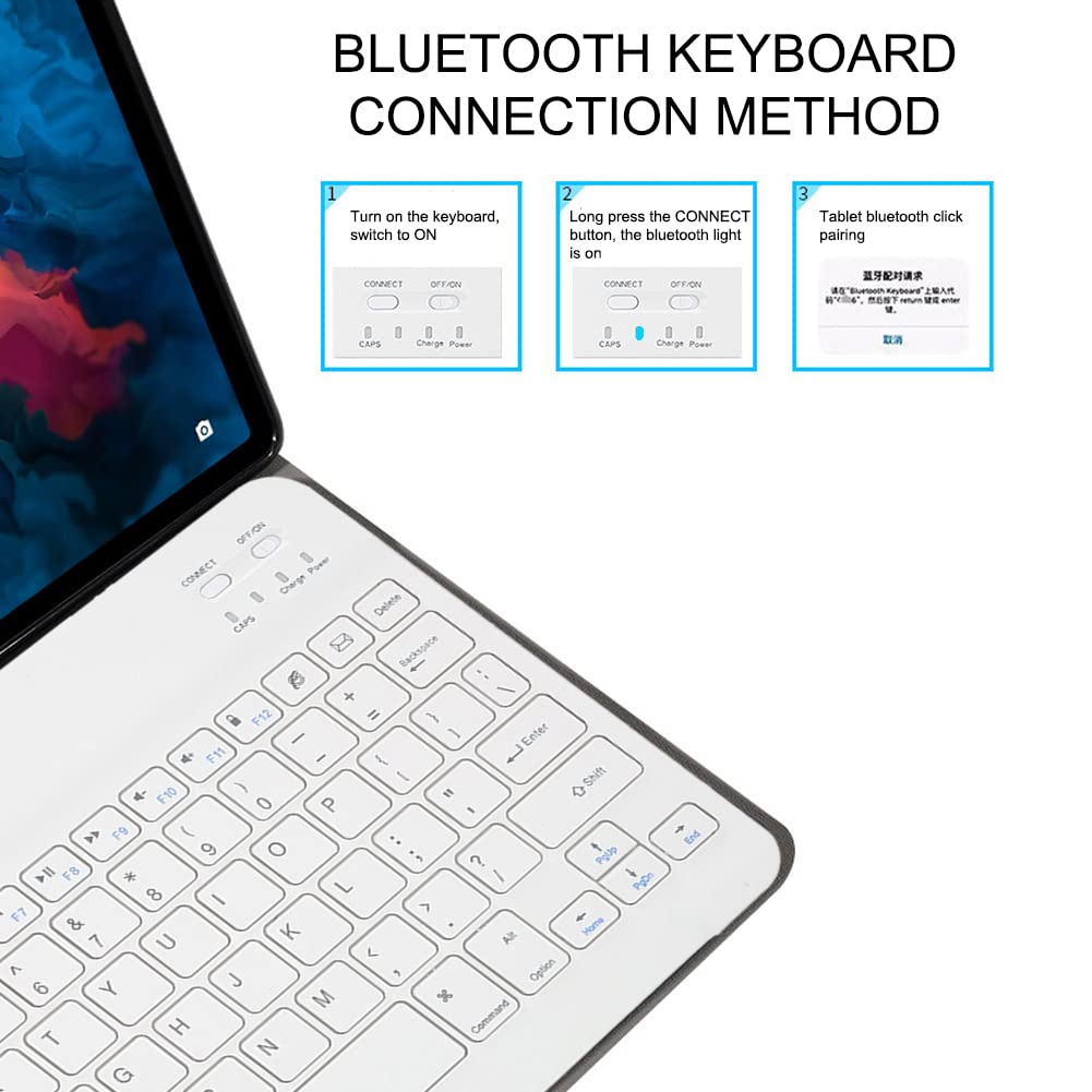 Sojare 9,7'' ~ 10,1'' tablet laptop uniwersalny pokrowiec ochronny PU + klawiatura Bluetooth do Android/OS/WIN, uniwersalne etui na tablet + stojak, wodoodporna osłona folio ze skóry PU