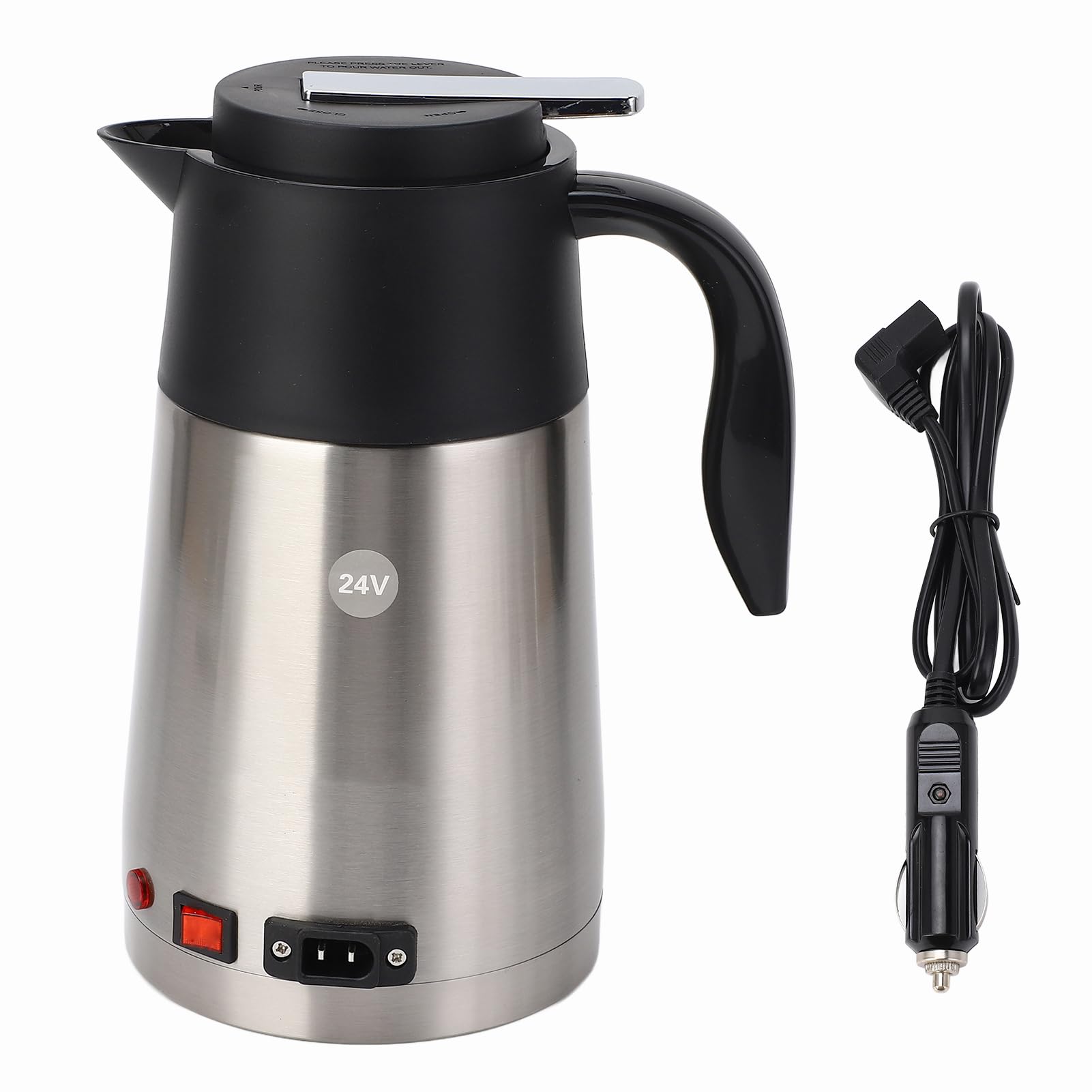 Wasserkocher Für Lkw 24 Volt Acciaio Inossidabile + Pp 24V Wasserkocher Lkw Bottiglia Scaldabagno Portatile da 1300 Ml di Grande capacità per Auto, Camion, Bollitore per Viaggi