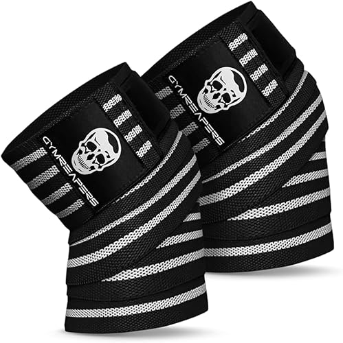 Miniatura 9 de Gymreapers Rodilleras para sentadillas y levantamiento de pesas de 72 pulgadas con correa para hombres y mujeres, soporte de levantamiento de pesas