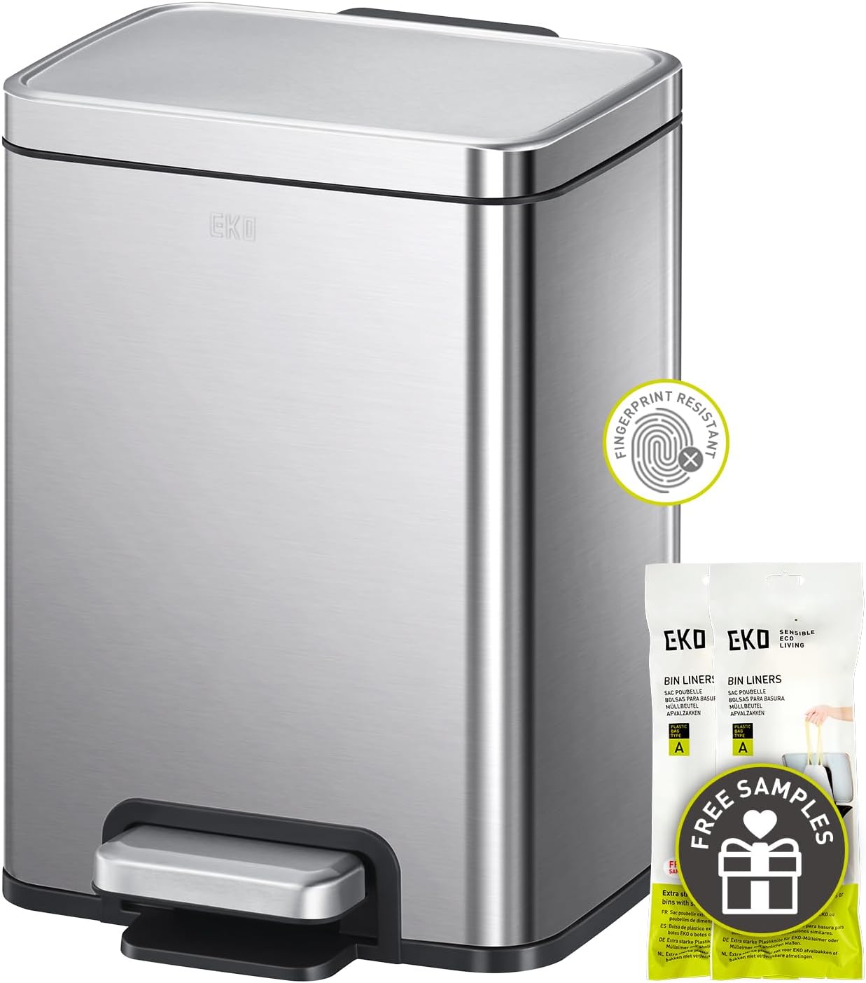 Madison 6L Step Trash Can Wastebasket, Brushed Stainless